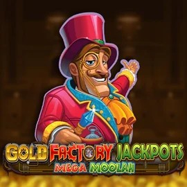 Gold Factory Jackpots Mega Moolah online game logo by Aurum Signature Studios on playjonnycasinoo.com